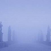 Charles Bridge In Fog, Prague, Czech #1 Poster