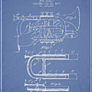 Cornet Patent Drawing From 1899 - Light Blue Poster