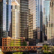 Downtown Chicago Buildings At Lake Street Bridge #1 Poster