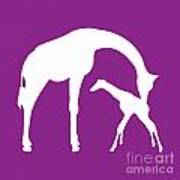 Giraffe In Purple And White #1 Poster
