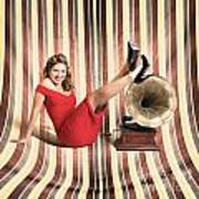 Happy Pin Up Lady. Retro Music And Entertainment #1 Poster