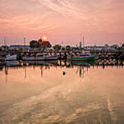 Hazy Sunrise Over The Commercial Pier Portsmouth Nh #2 Poster