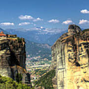 Kalambaka Beneath The Meteora Of Greece Poster