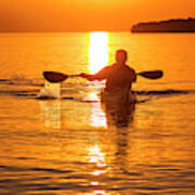 Kayaking At Sunset In The Apostle #1 Poster