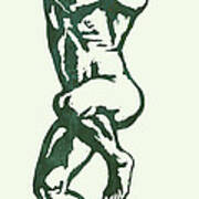Man Nude Pop Stylised Etching Art Poster  #1 Poster