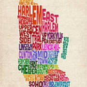 Manhattan New York Typography Text Map #1 Poster