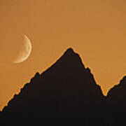 Moon Over Rockies Grand Teton Np #1 Poster