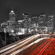 Philadelphia Skyline At Night Black And White Bw  #1 Poster