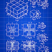 Rubik's Cube Patent 1983 - Blue Poster