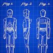 Star Wars C-3po Patent 1979 - Blue Poster