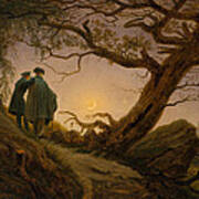 Two Men Contemplating The Moon #11 Poster