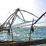 Fishing Nets On The Sea Coast In Alleppey #12 Poster