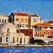 Painting Of The Old Port Of Chania #5 Poster