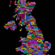 Great Britain Uk City Text Map #14 Poster