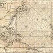 1683 Mortier Map Of North America The West Indies And The Atlantic Ocean Poster