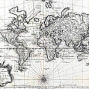 1748 Antique World Map Versuch Von Einer Kurzgefassten Karte Poster