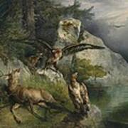 1836 Vintage Deer Painting Poster