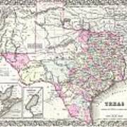 1855 Colton Map Of Texas Poster