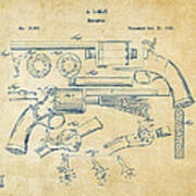 1856 Lemat Revolver Patent Artwork Vintage Poster