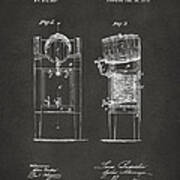 1876 Beer Keg Cooler Patent Artwork - Gray Poster