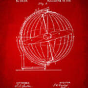 1886 Terrestro Sidereal Globe Patent 2 Artwork - Red Poster