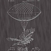1889 Spalding Flying Machine Patent Art-black Woodgrain Poster