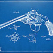 1889 Wesson Revolver Patent Minimal - Blueprint Poster