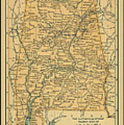 1891 Map Of Alabama Poster