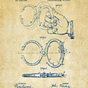 1891 Police Nippers Handcuffs Patent Artwork - Vintage Poster