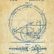 1894 Monocycle Patent Artwork Vintage Poster