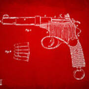 1897 Mannlicher Pistol Patent Minimal - Red Poster
