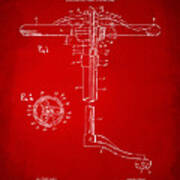 1907 Henry Ford Steering Wheel Patent Red Poster