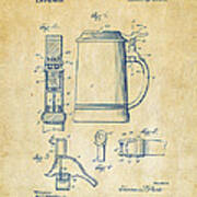 1914 Beer Stein Patent Artwork - Vintage Poster
