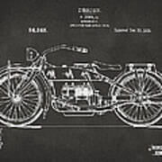 1919 Motorcycle Patent Artwork - Gray Poster