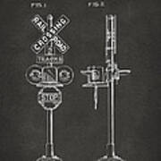 1936 Rail Road Crossing Sign Patent Artwork - Gray Poster