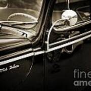 1940 Ford Classic Car  Side Door And Mirror Photograph In Sepia Poster