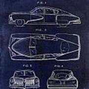 1949 Tucker Automobile Patent Drawing Blue Poster