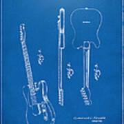 1951 Fender Electric Guitar Patent Artwork - Blueprint Poster