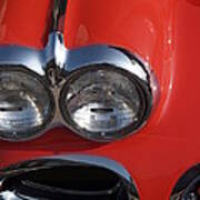 1958 Red Corvette Front End Poster