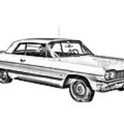 1964 Chevrolet Impala Car Illustration Poster