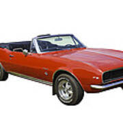 1967 Convertible Red Camaro Muscle Car Poster