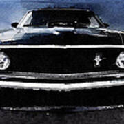 1968 Ford Mustang Shelby Front Watercolor Poster