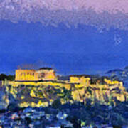 Acropolis Of Athens During Sunrise #3 Poster