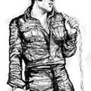 Elvis Presley Art Drawing Sketch Portrait #2 Poster