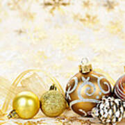 Golden Christmas Ornaments  #2 Poster