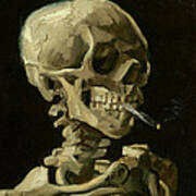 Head Of A Skeleton With A Burning Cigarette #2 Poster