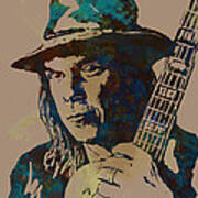 Neil Young Pop Artsketch Portrait Poster #2 Poster