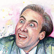 Nicolas Cage You Don't Say Watercolor Portrait Poster