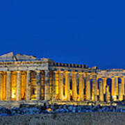 Parthenon In Acropolis Of Athens During Dusk Time #1 Poster