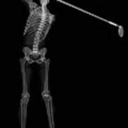 Skeleton Playing Golf #2 Poster